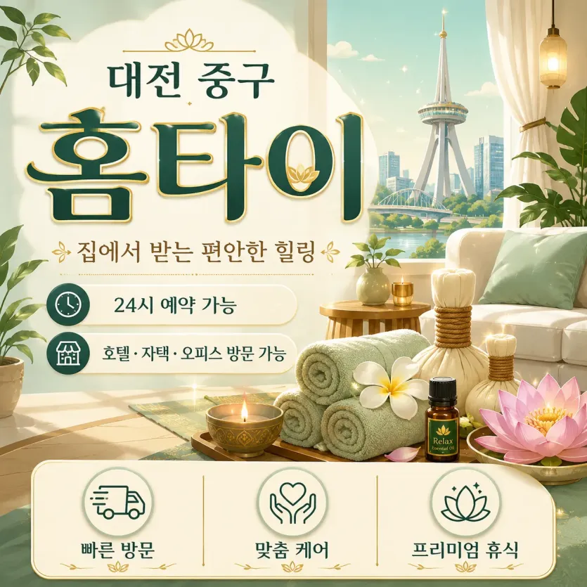 대전 중구 홈타이 24시 연중무휴 출장마사지 예약